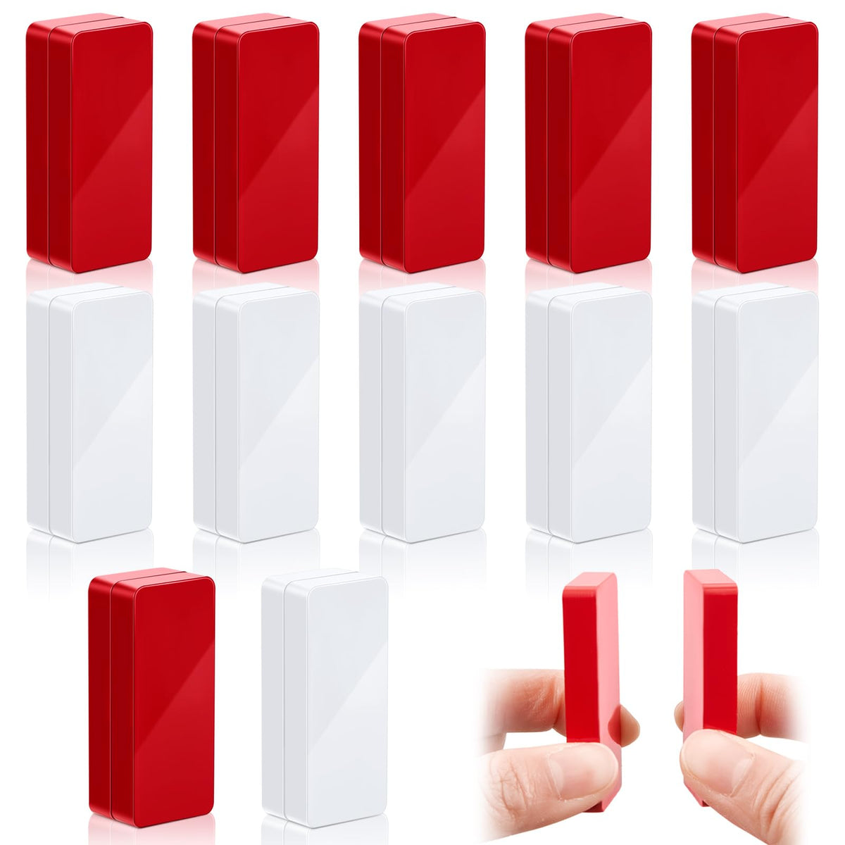 Copkim front-packaging showing 24 red white magnetic flag weights, tidy storage benefit