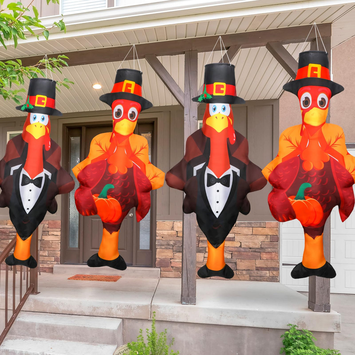 Copkim turkey windsock front view showing festive design and curb appeal