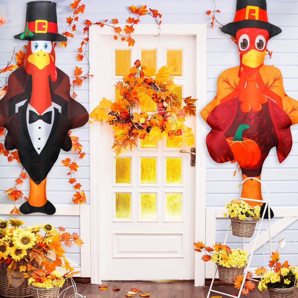 Copkim windsock hanging on porch adding lively fall movement and color