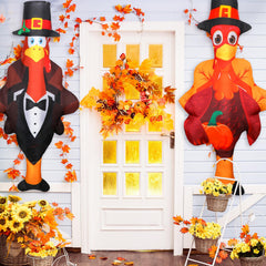 Copkim windsock hanging on porch adding lively fall movement and color