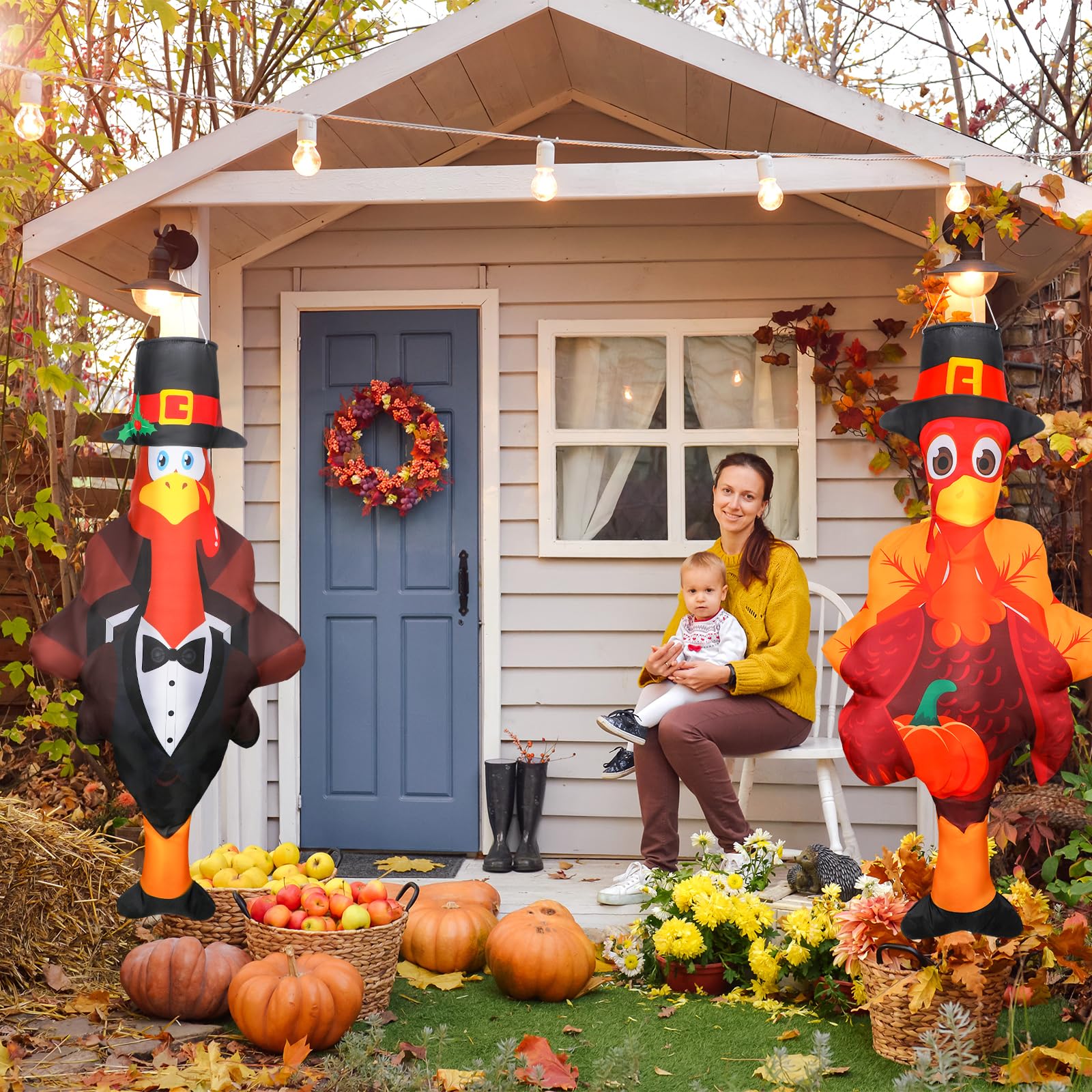 Copkim windsock displayed in garden creating seasonal atmosphere outdoors
