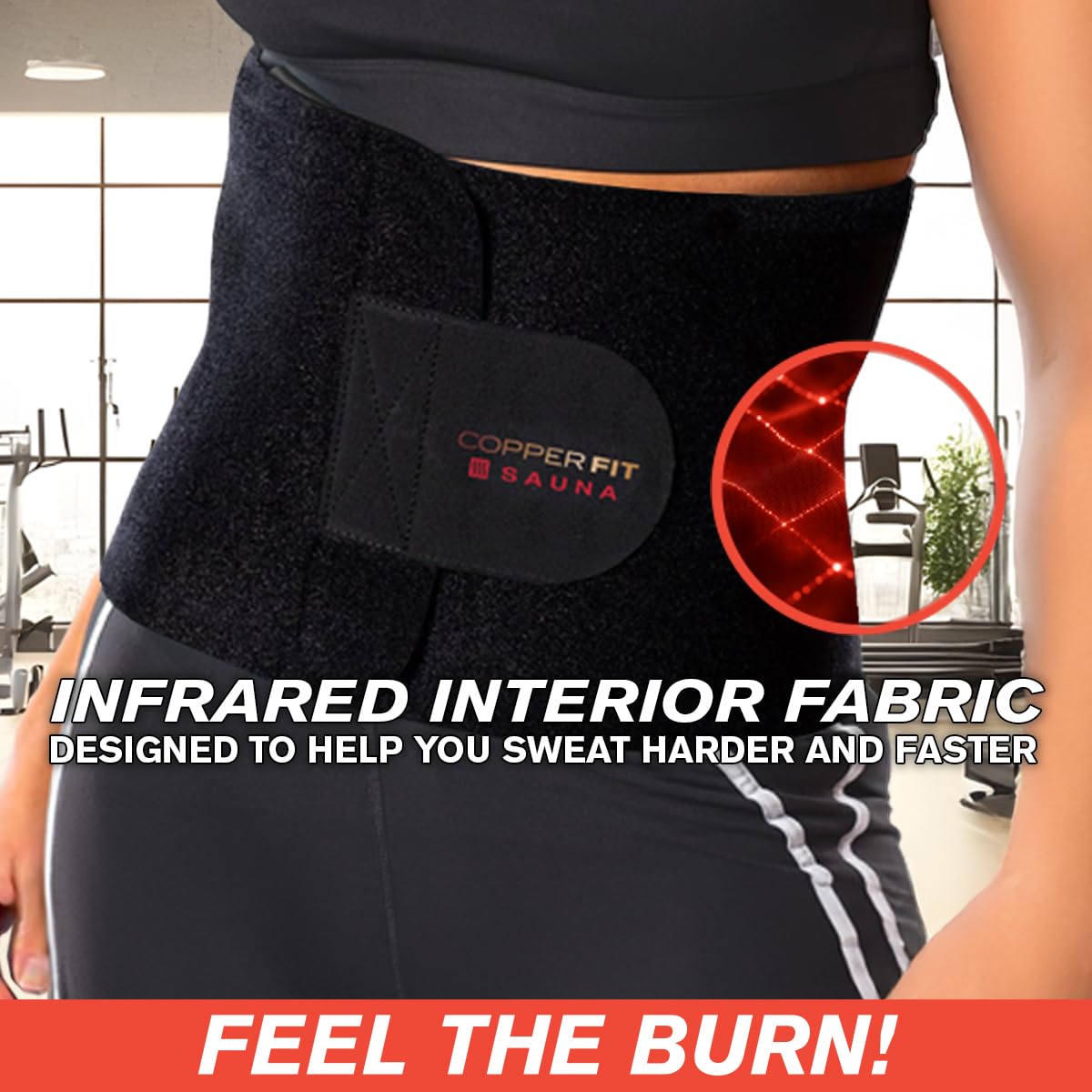 Copper Fit belt in gym setting illustrating practical use and support