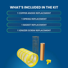 CopperFlo anode installed in pool demonstrating scale and benefit of reduced algae growth