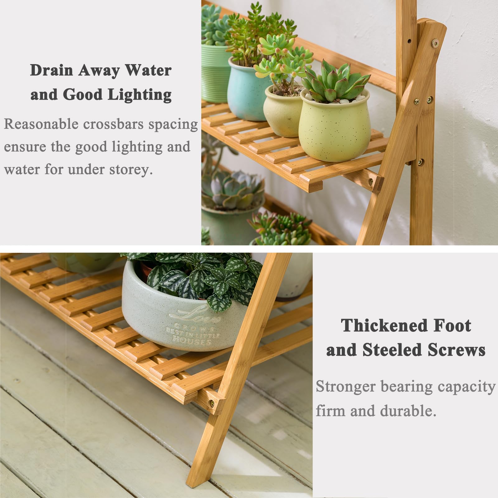 COPREE folded plant shelf flat to show easy storage and portability benefit