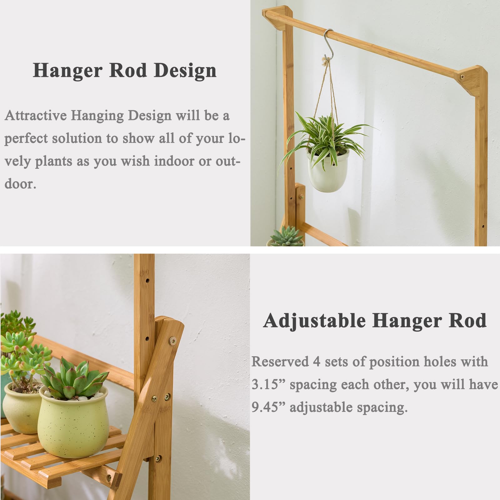 COPREE plant stand on balcony with pots showing space-saving vertical display benefit