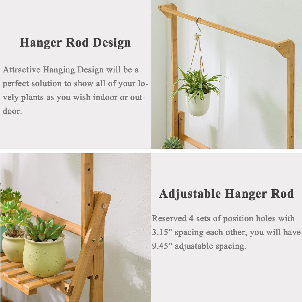 COPREE plant stand on balcony with pots showing space-saving vertical display benefit
