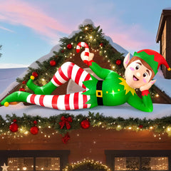 CORALMEE front view of reclining elf showing festive design and curb appeal