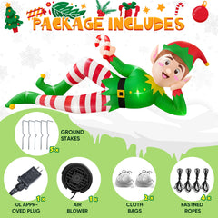CORALMEE inflatable elf positioned on a lawn offering instant holiday charm