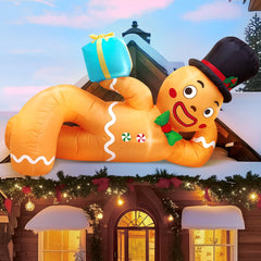 CORALMEE front view of 10ft gingerbread inflatable, festive focal point