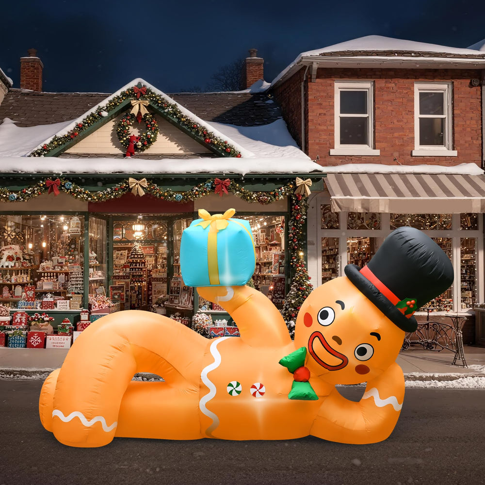 CORALMEE lit at night in yard creating bright, family-friendly holiday display