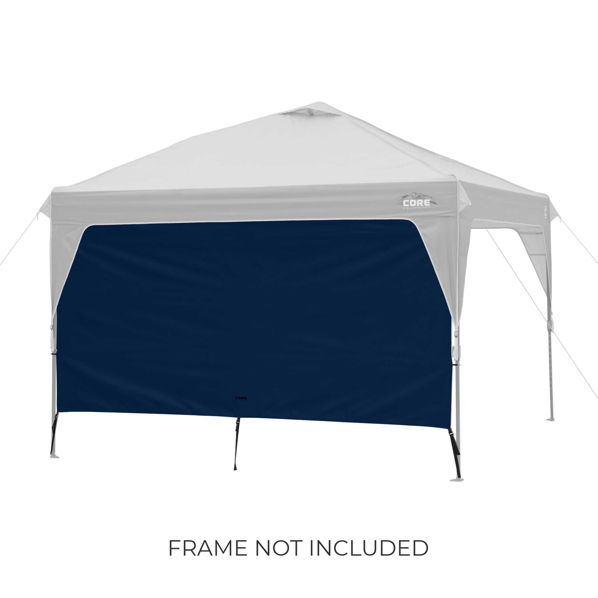 CORE sunwall displayed with 10x10 and 13x13 canopies for size fit