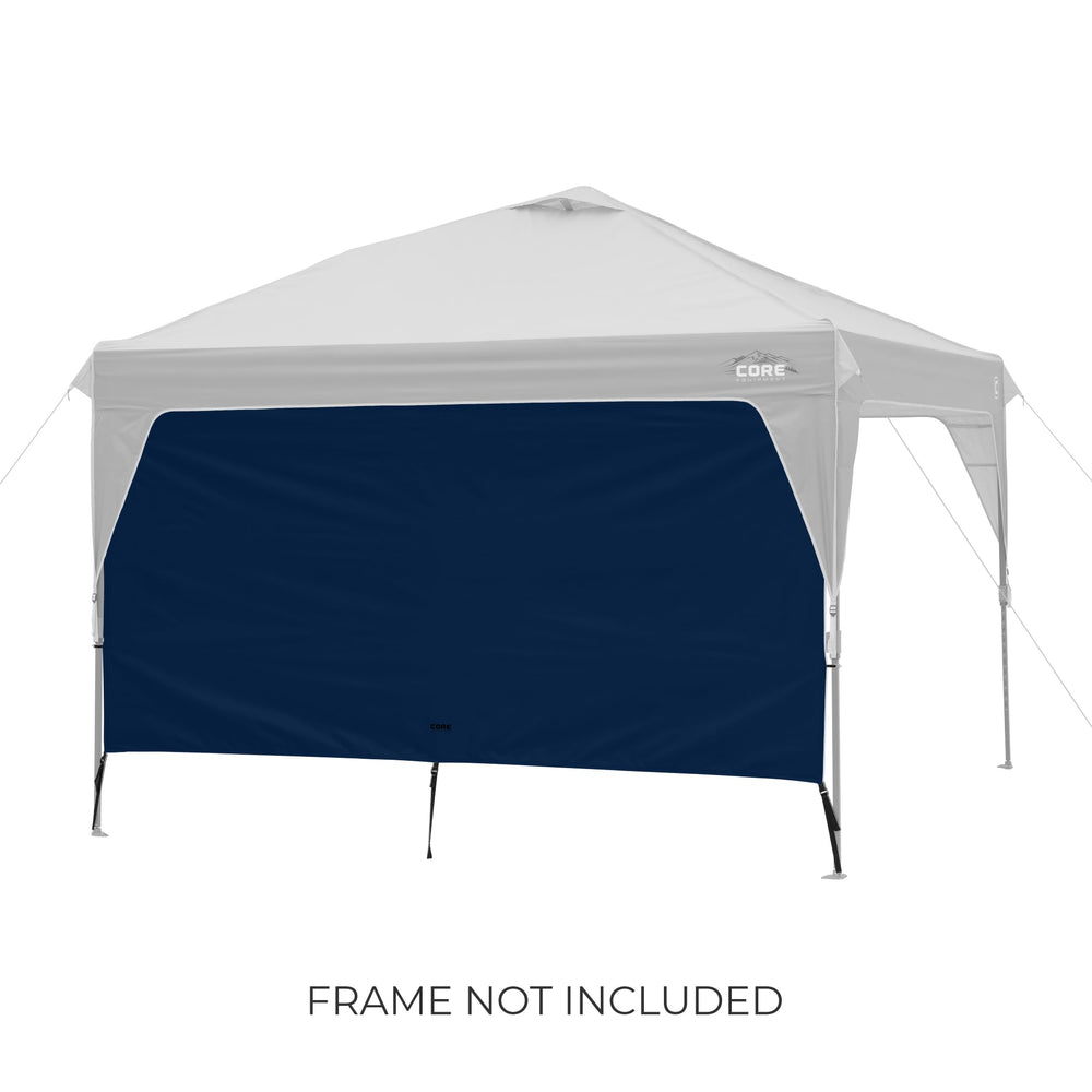 CORE sunwall displayed with 10x10 and 13x13 canopies for size fit