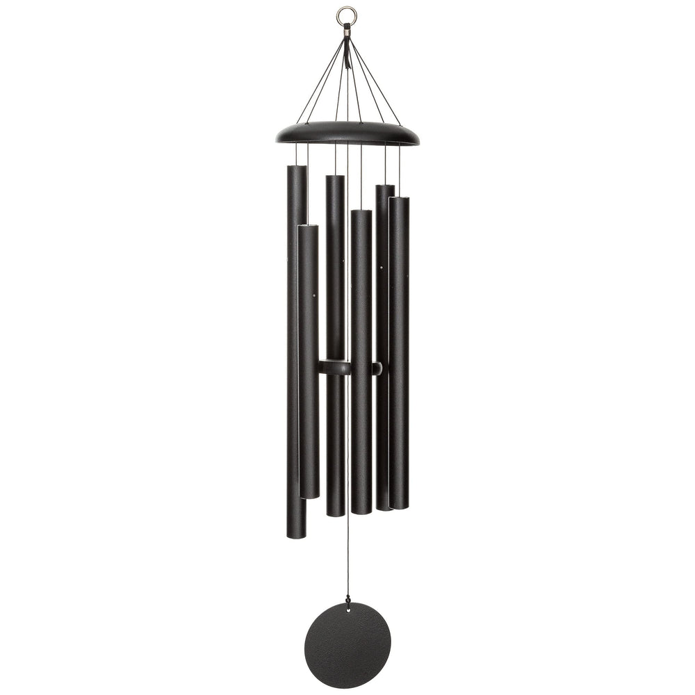 Corinthian Bells 44-inch black chime front view highlighting modern look and deep resonance