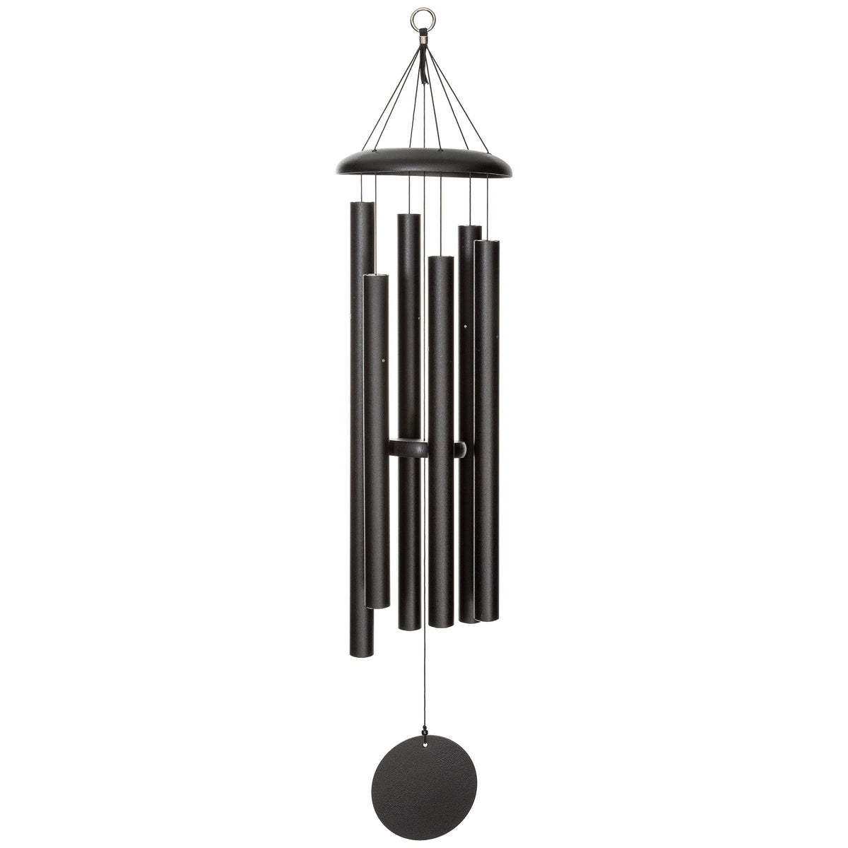 Corinthian Bells 44-inch black chime front view highlighting modern look and deep resonance