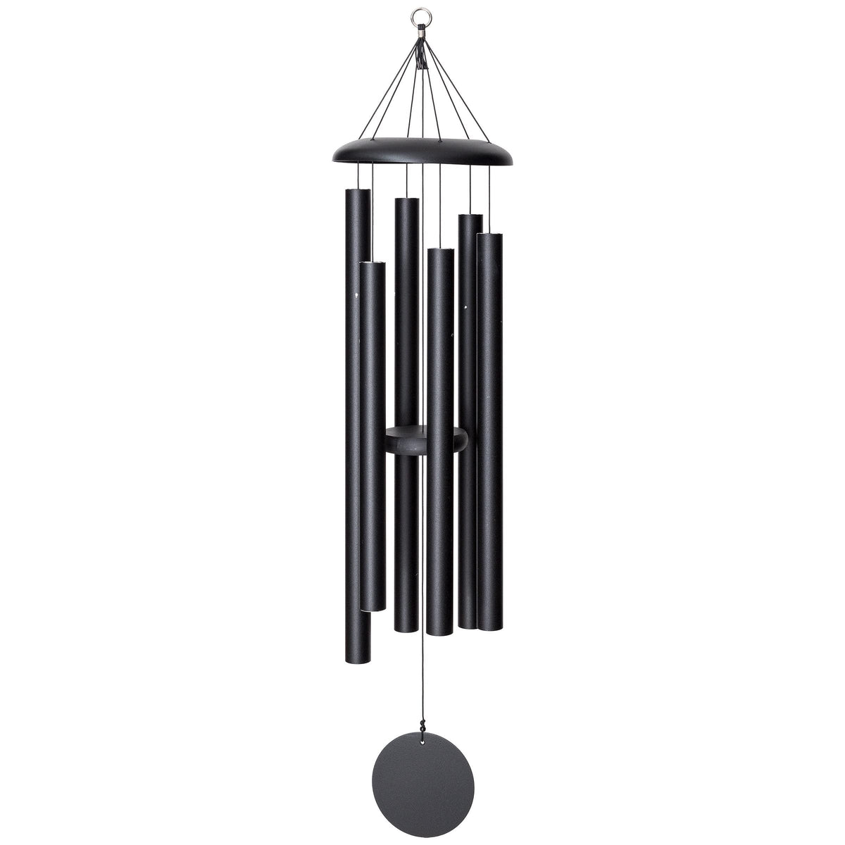 Corinthian Bells front view showing black 50-inch chime and visual focal appeal