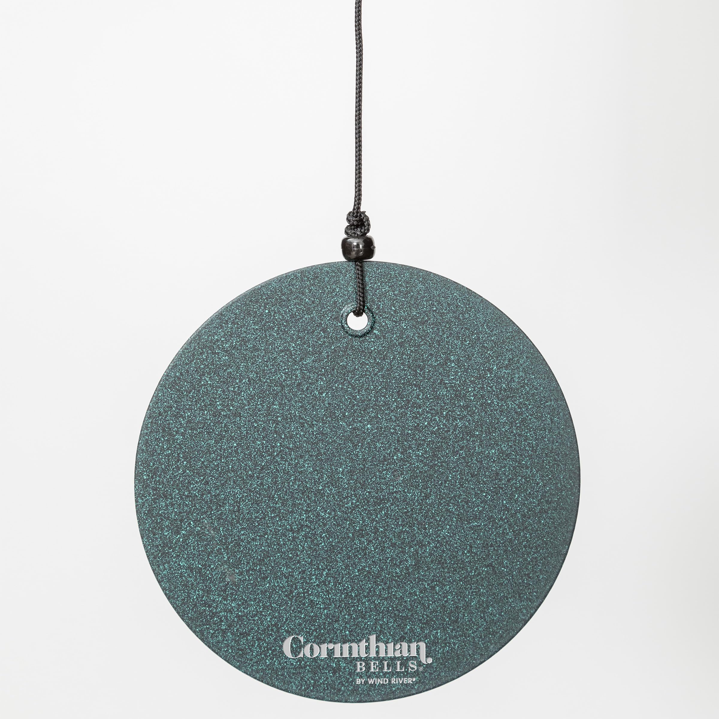 Corinthian Bells brand label and green finish showing handcrafted quality and natural look