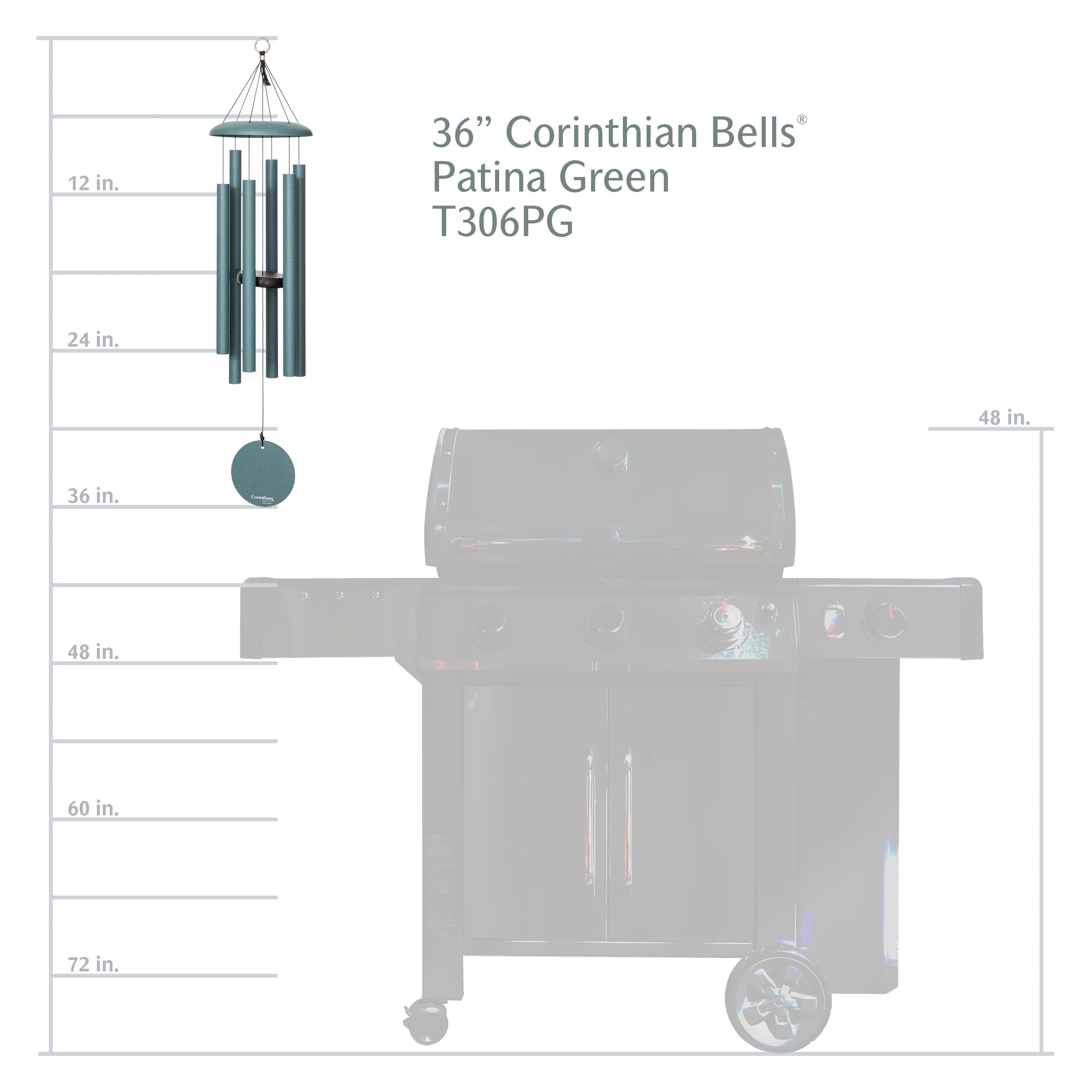 Corinthian Bells patina green dome and hanging ring showing corrosion-resistant hardware