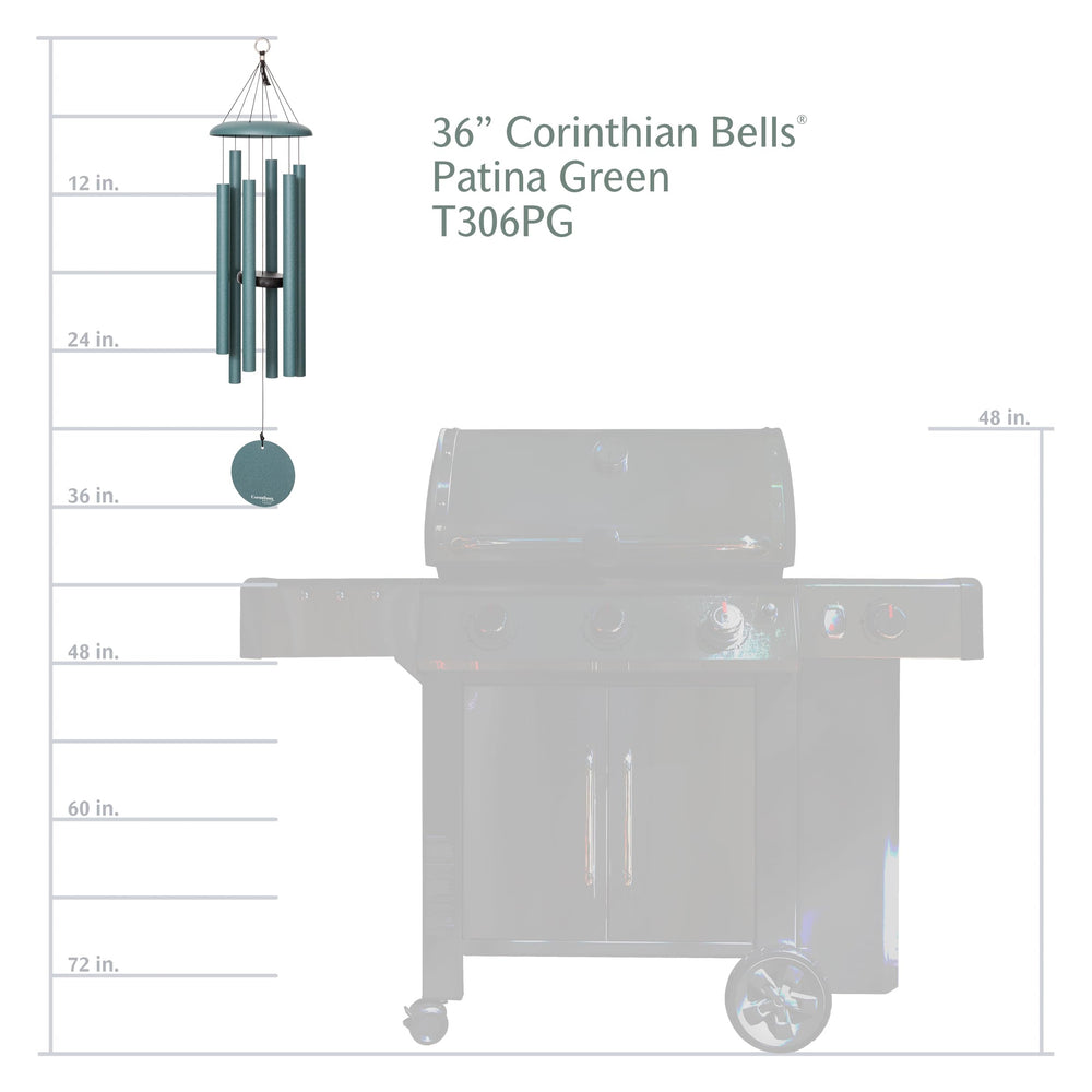 Corinthian Bells patina green dome and hanging ring showing corrosion-resistant hardware