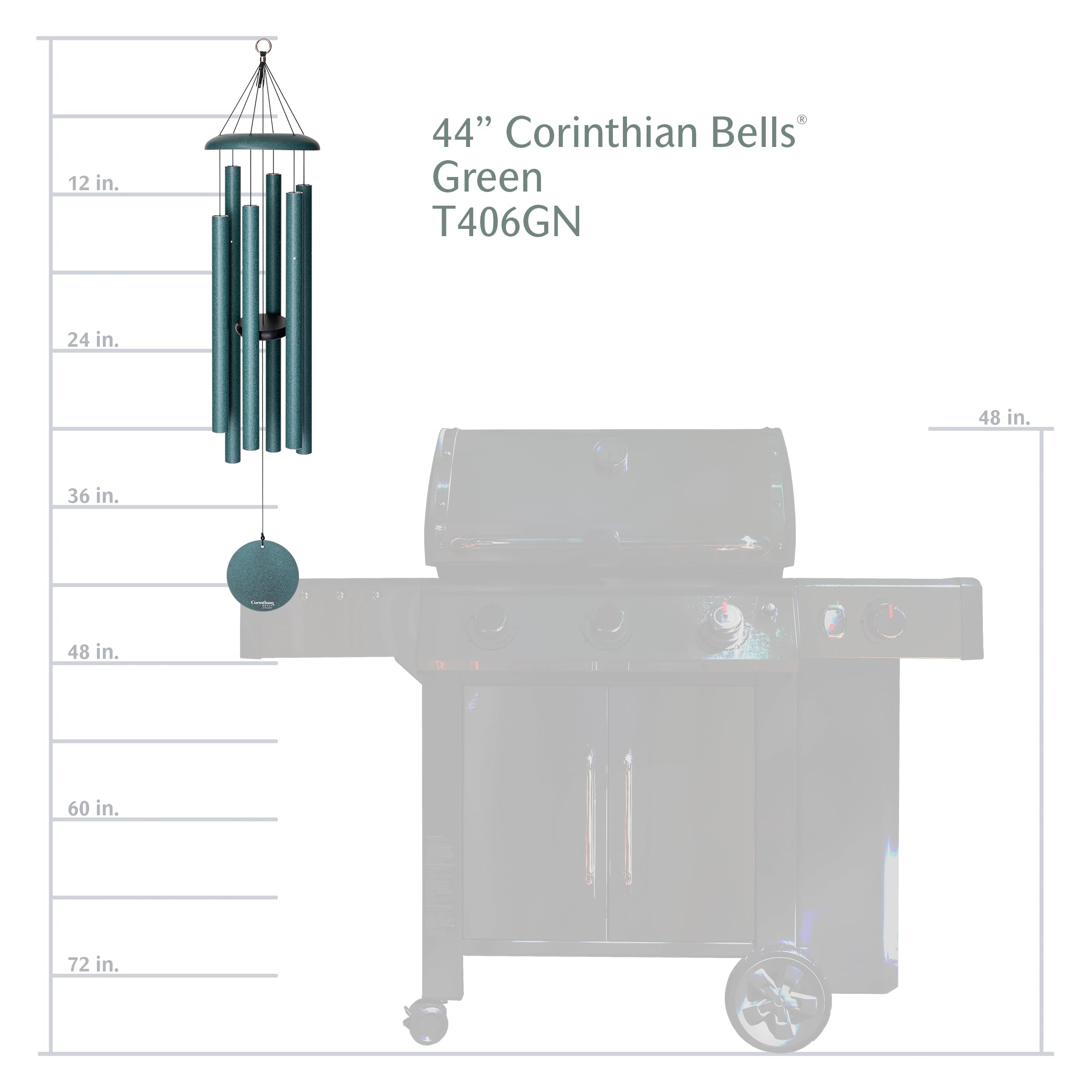 Corinthian Bells installed on a patio showing soothing deep tones for outdoor spaces benefit