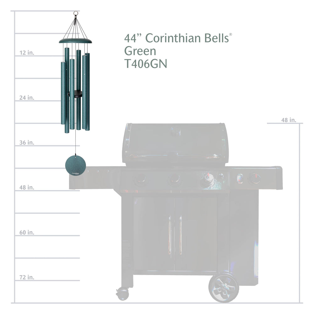 Corinthian Bells installed on a patio showing soothing deep tones for outdoor spaces benefit