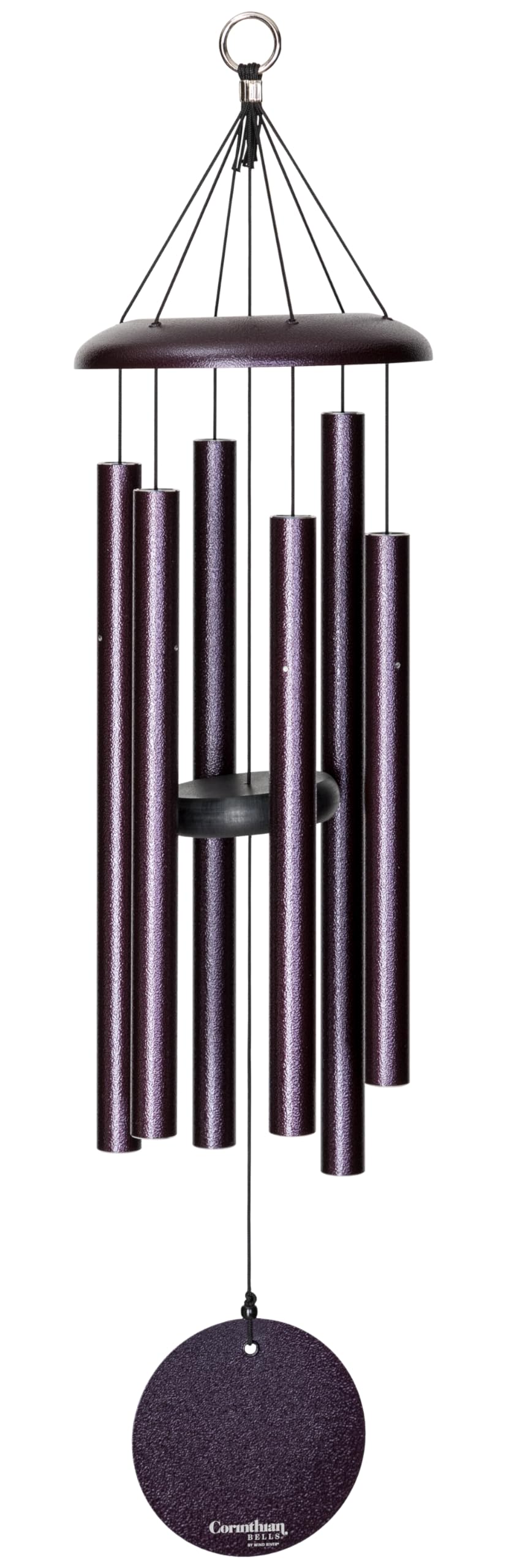 Corinthian Bells front view in plum showing full chime and presentation box, highlighting craftsmanship