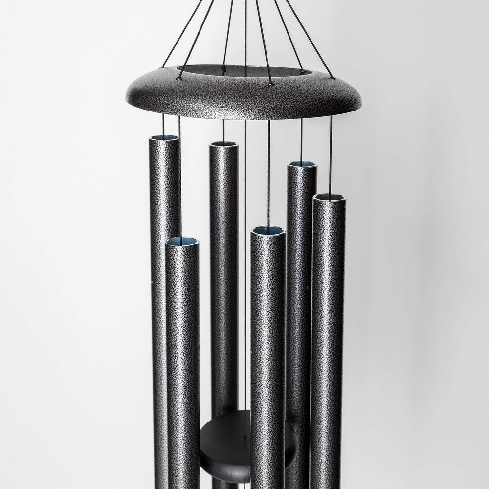 Corinthian Bells wind sail detail showing redwood sail and balanced movement benefit
