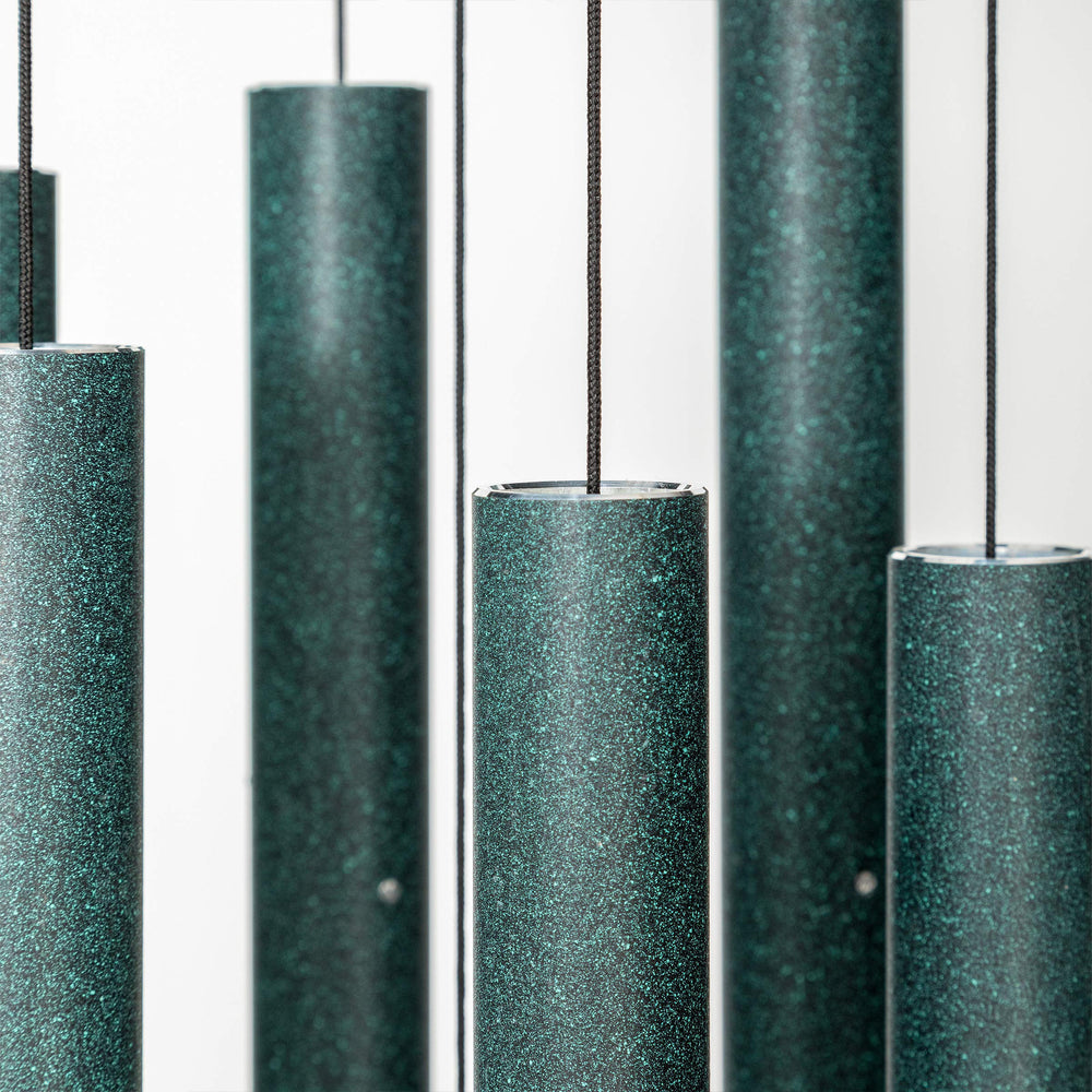 Corinthian Bells close-up of aluminum tubes showing tuning precision and clarity benefit