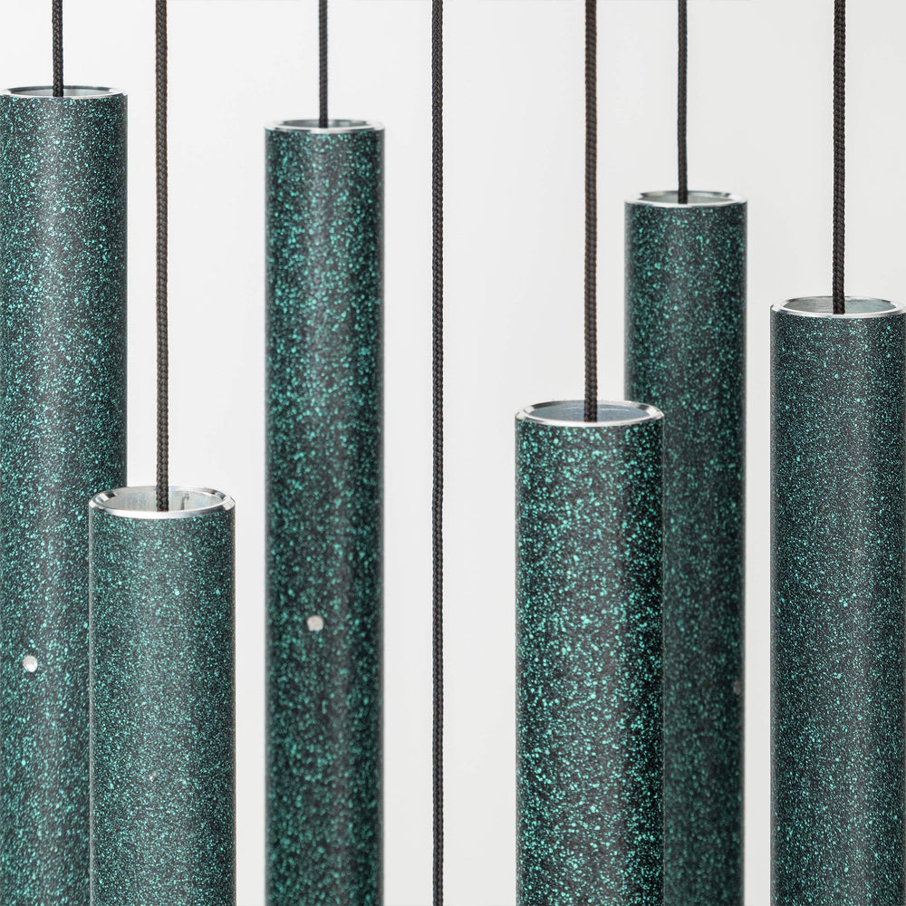 Corinthian Bells close-up of aluminum tubes highlighting durable material and clear resonance