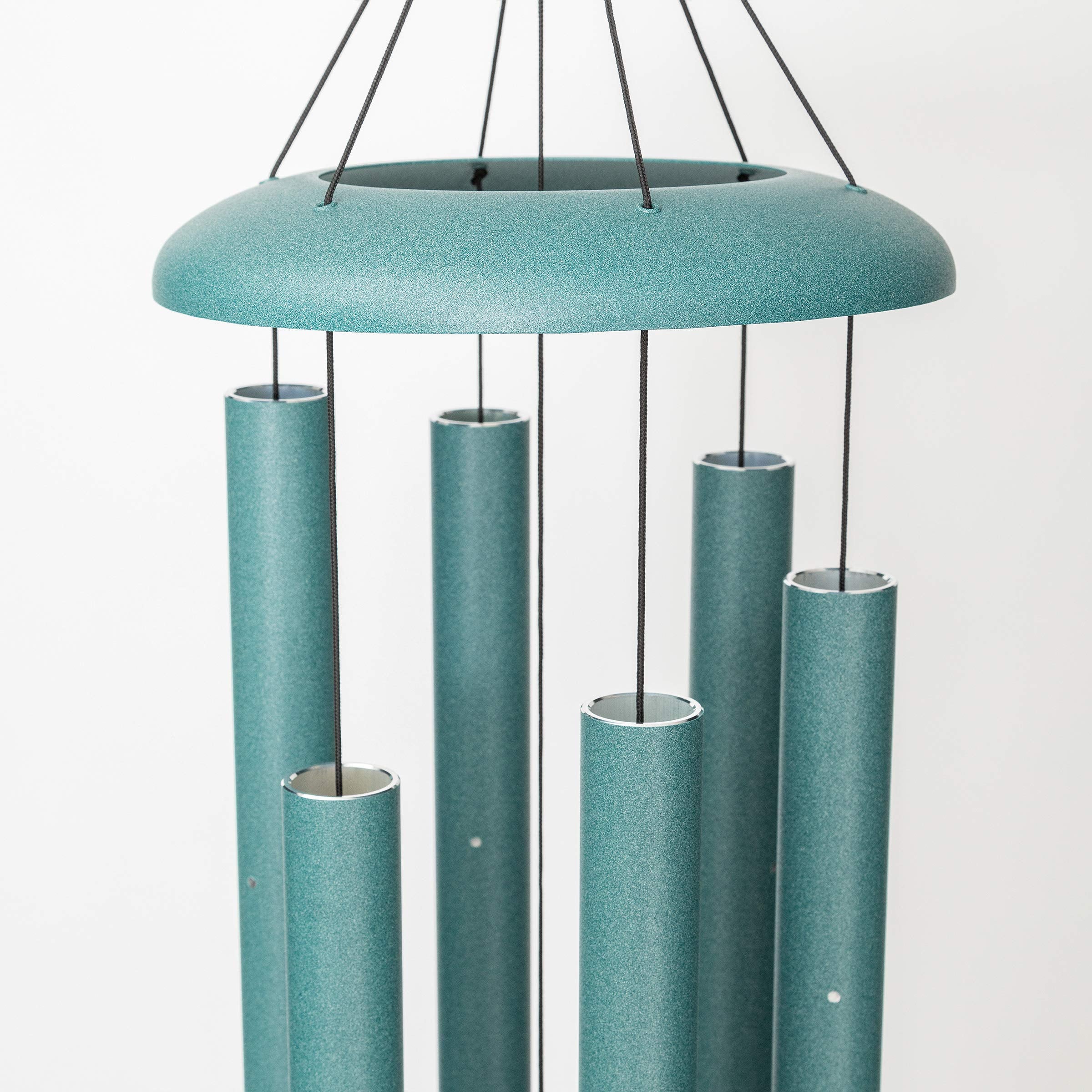 Corinthian Bells wind sail detail showing circular sail benefit: gentle, non-contact strikes