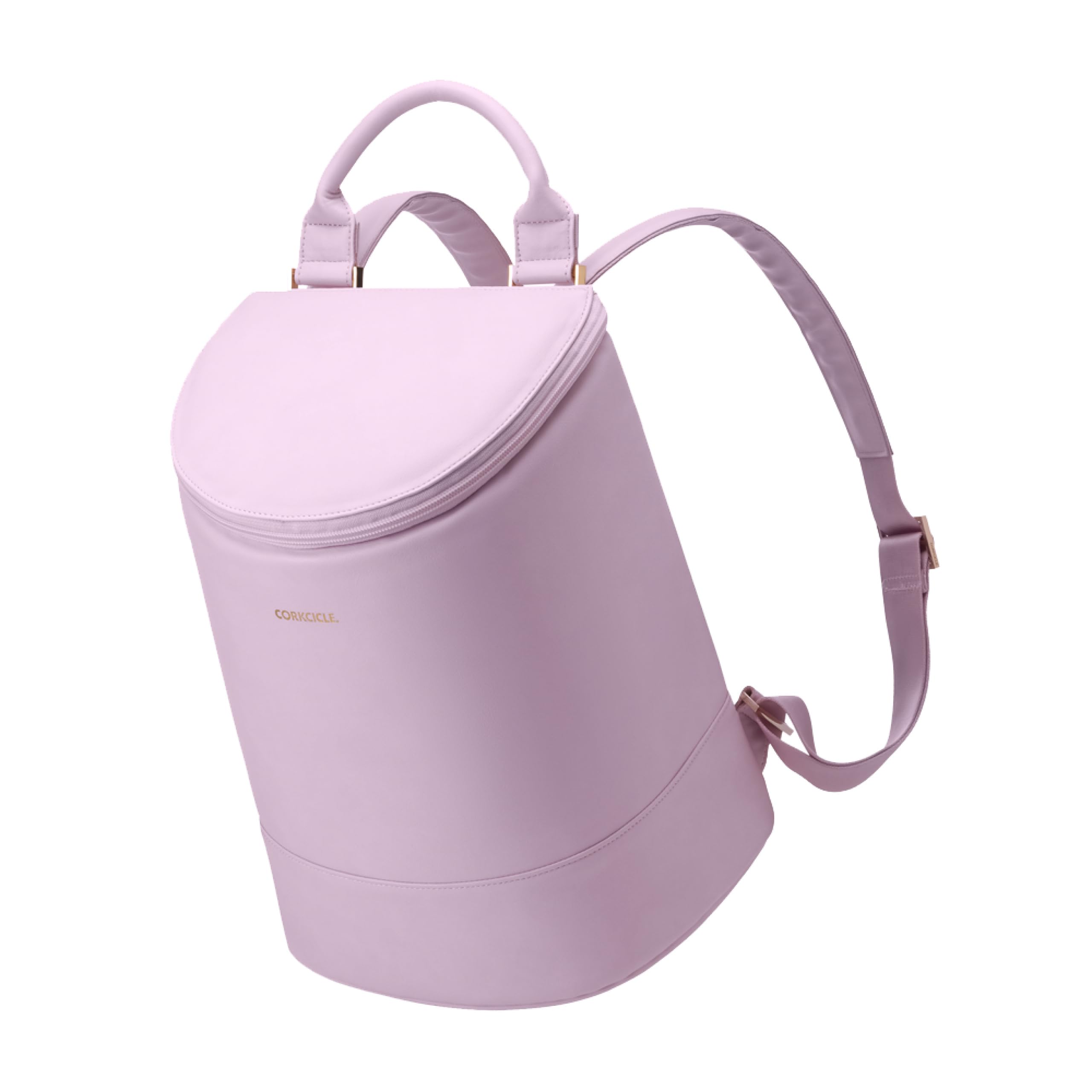 Corkcicle EOLA front view showing Rose Quartz neoprene and sleek design for stylish carrying