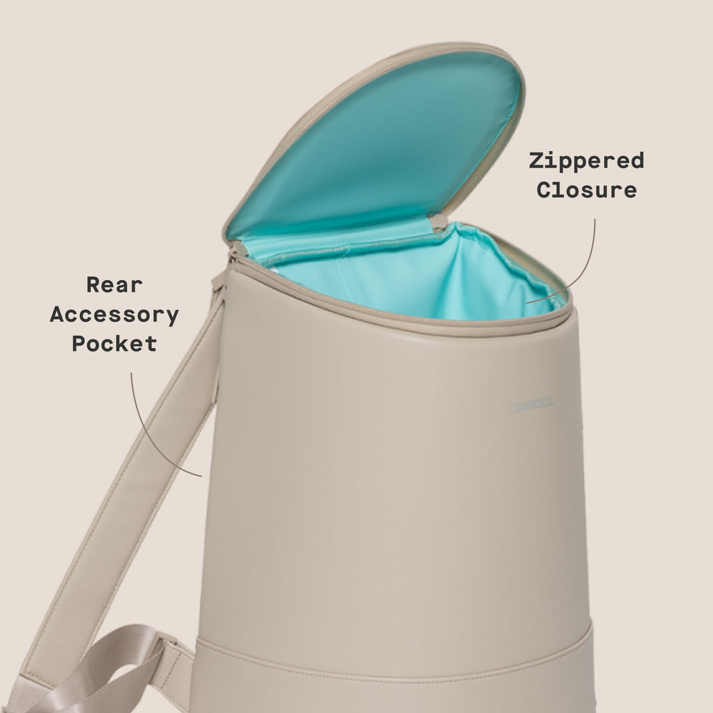 Corkcicle EOLA padded straps and back panel showing comfortable carry