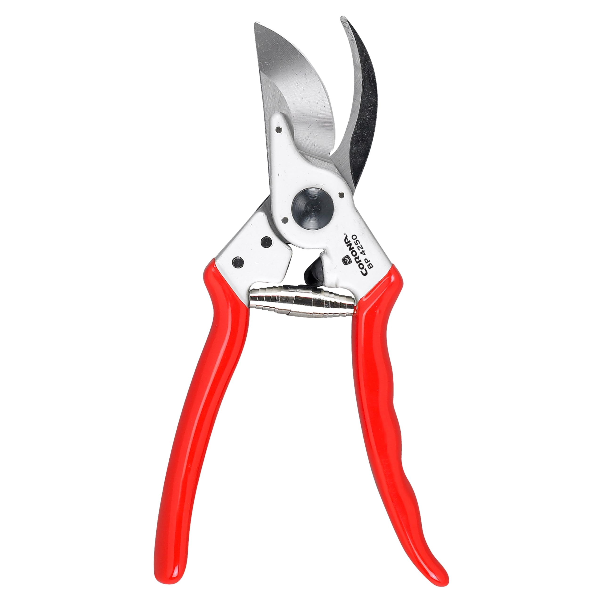 Corona BP 4250 ergonomic red handle detail providing comfort and reduced hand fatigue