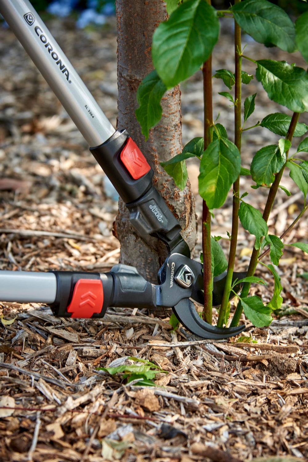 Corona Clipper ComfortGEL grip close-up reducing hand fatigue while pruning