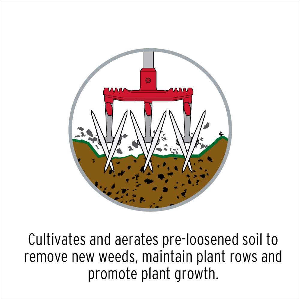 Corona Clipper tines shedding soil self-cleaning action to reduce cleanup time