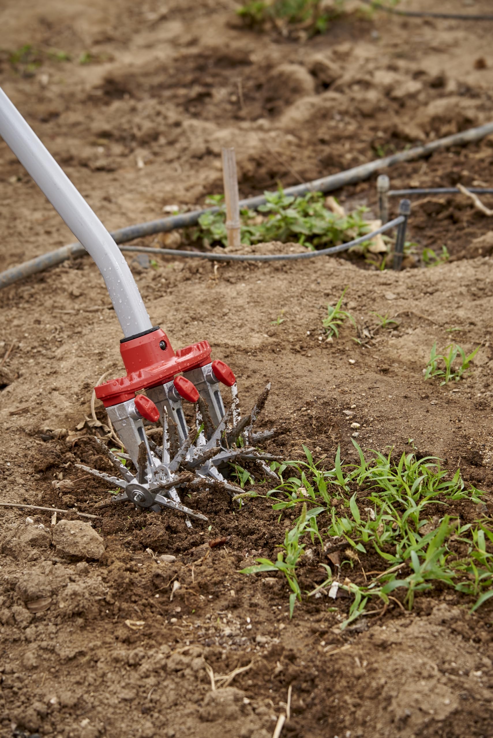 Corona Clipper three tine configurations displayed for weeding, aerating, and tilling