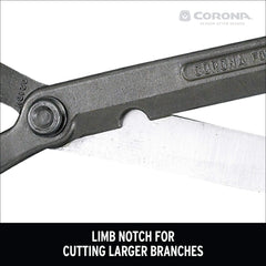 Corona Clipper shears in use trimming a hedge demonstrating clean, controlled results