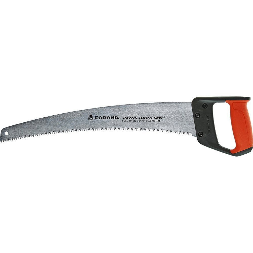 Corona Clipper front view of 18-inch curved blade showing cutting capacity and fast results