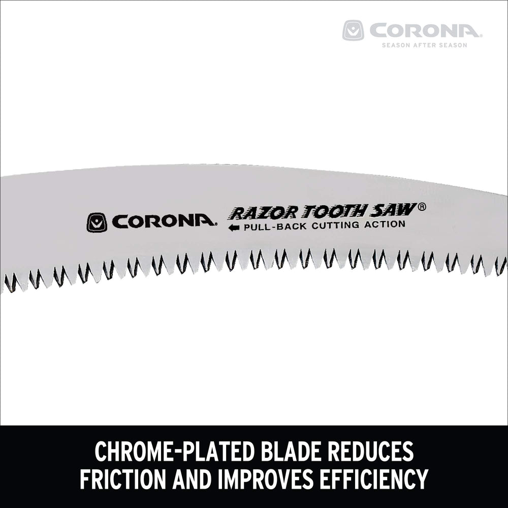 Corona Clipper next to a ruler showing 14-inch blade for scale and branch capacity