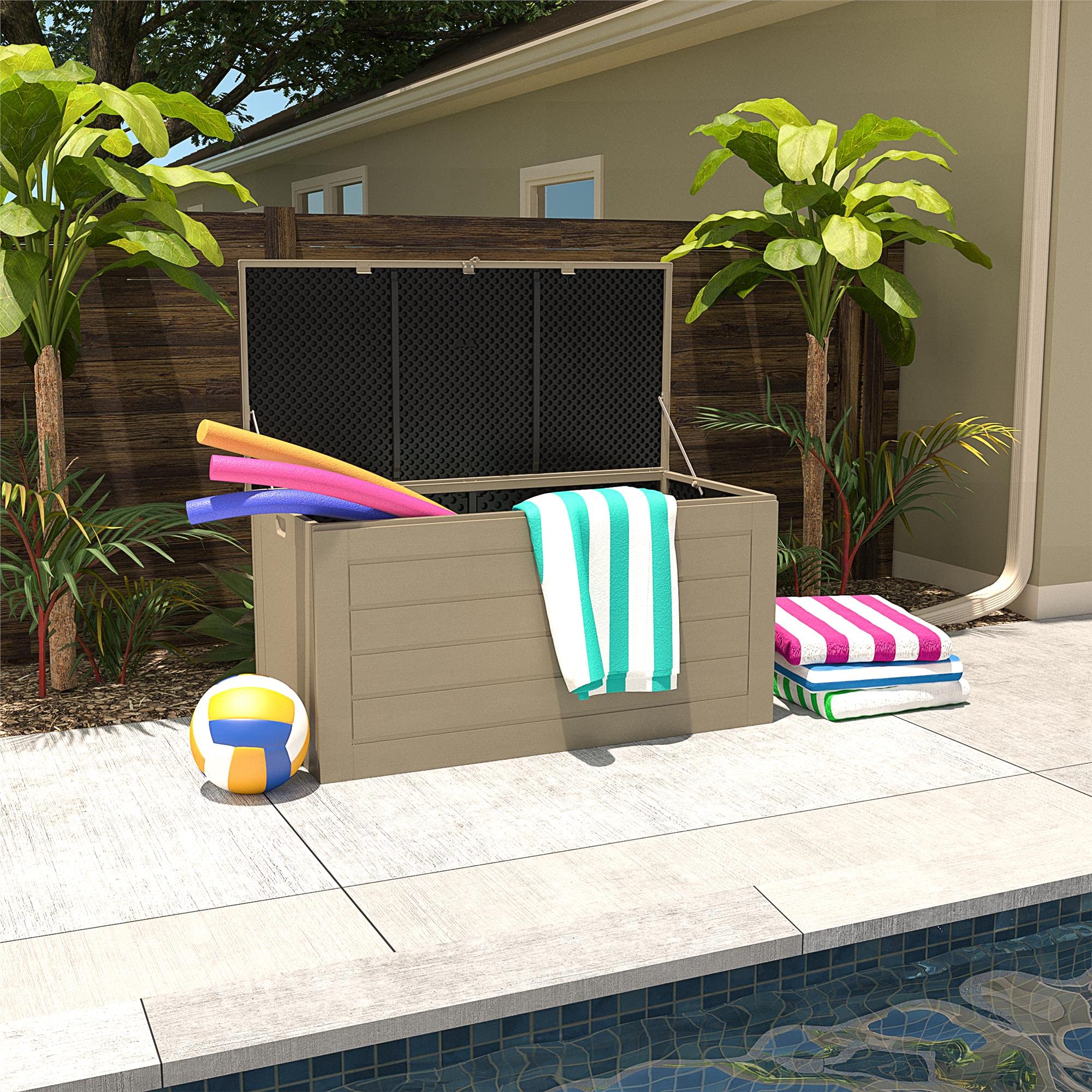 Cosco Outdoor Living open lid interior displays large storage capacity benefit