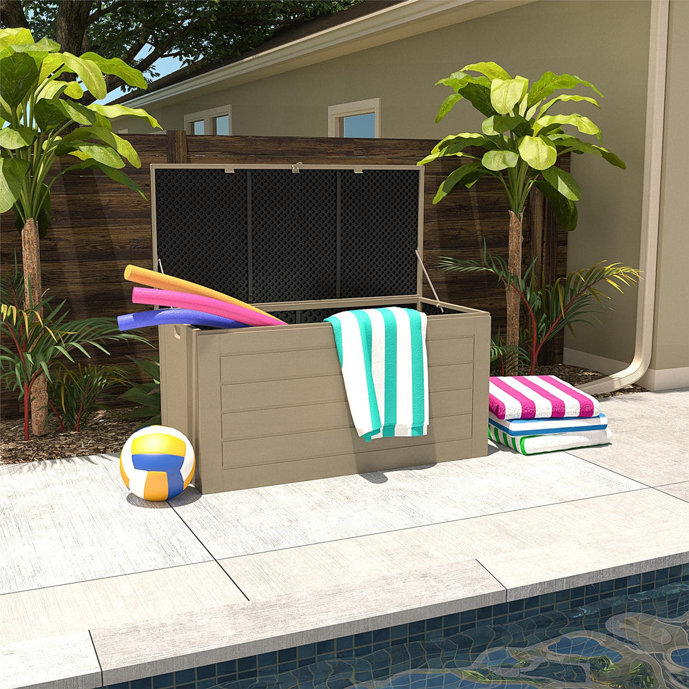 Cosco Outdoor Living open lid interior displays large storage capacity benefit