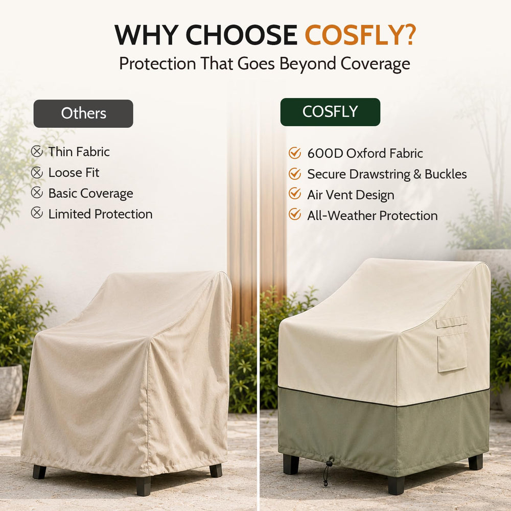 COSFLY comparación de tamaño con silla para verificar ajuste