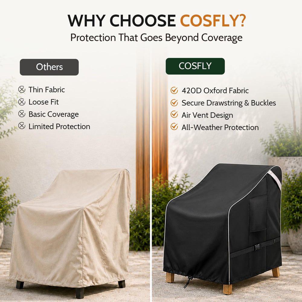 COSFLY covered chairs on deck, keeps furniture clean and dry