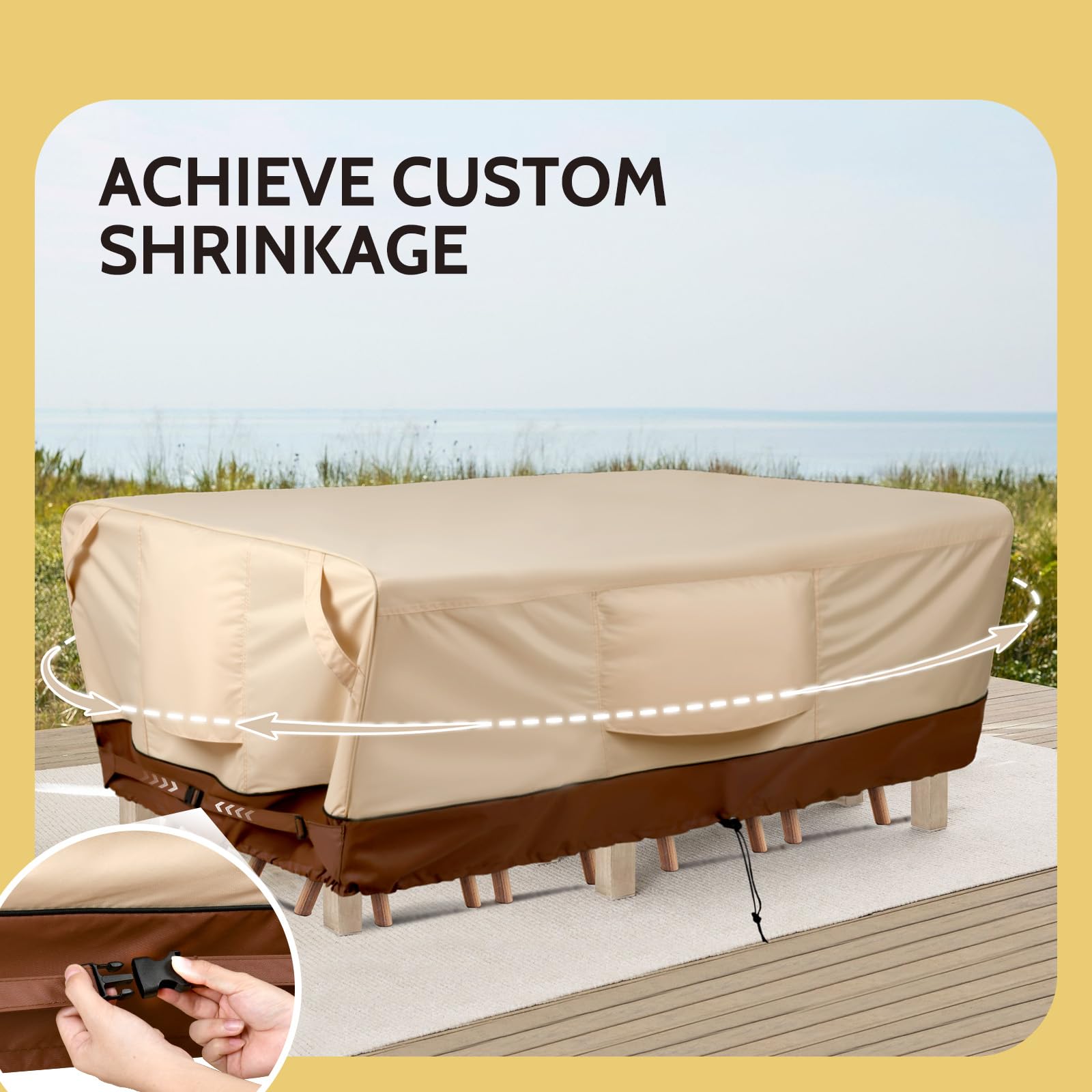 COSFLY cover over patio set in backyard lifestyle scene for year-round protection