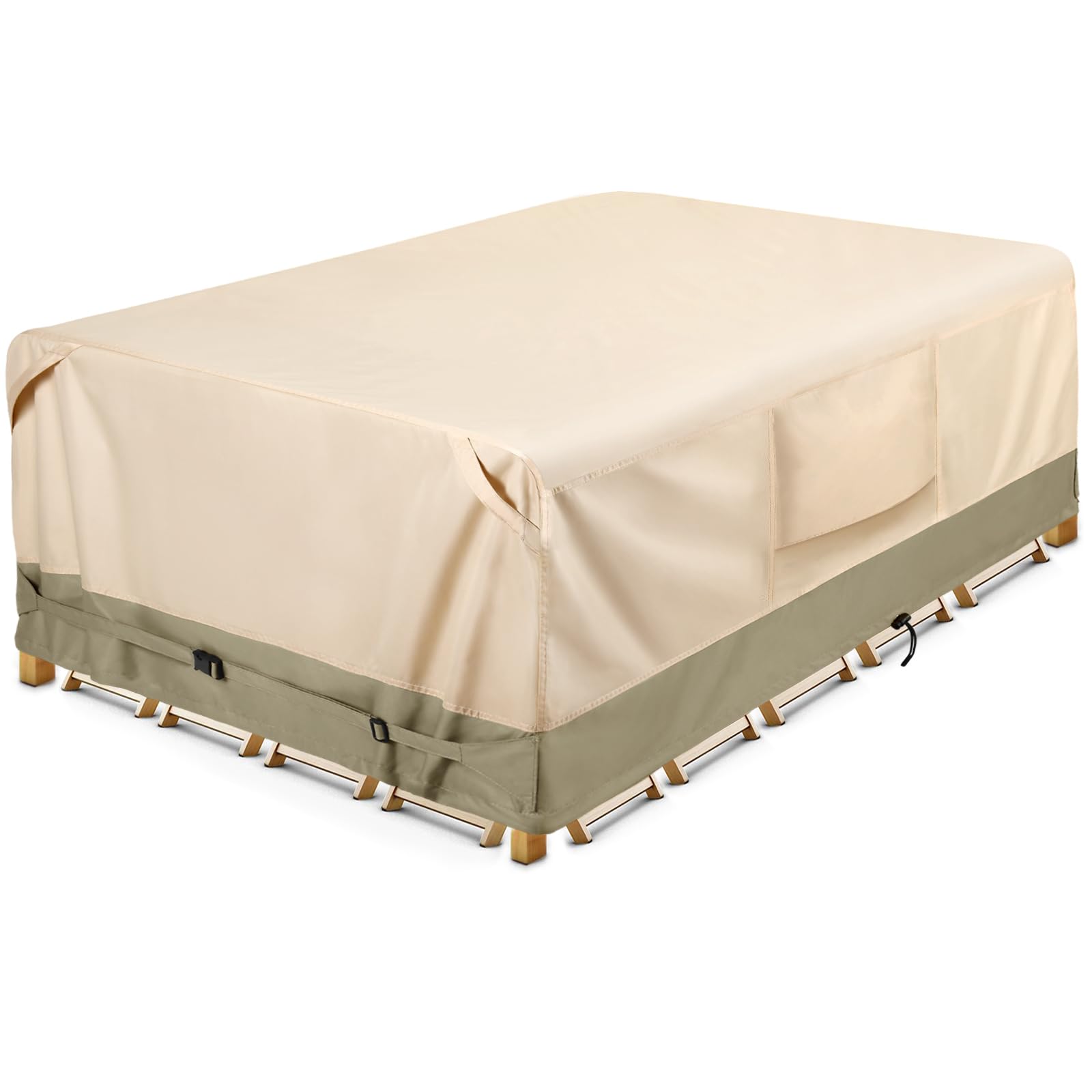 COSFLY front view of full covered patio set showing weather protection