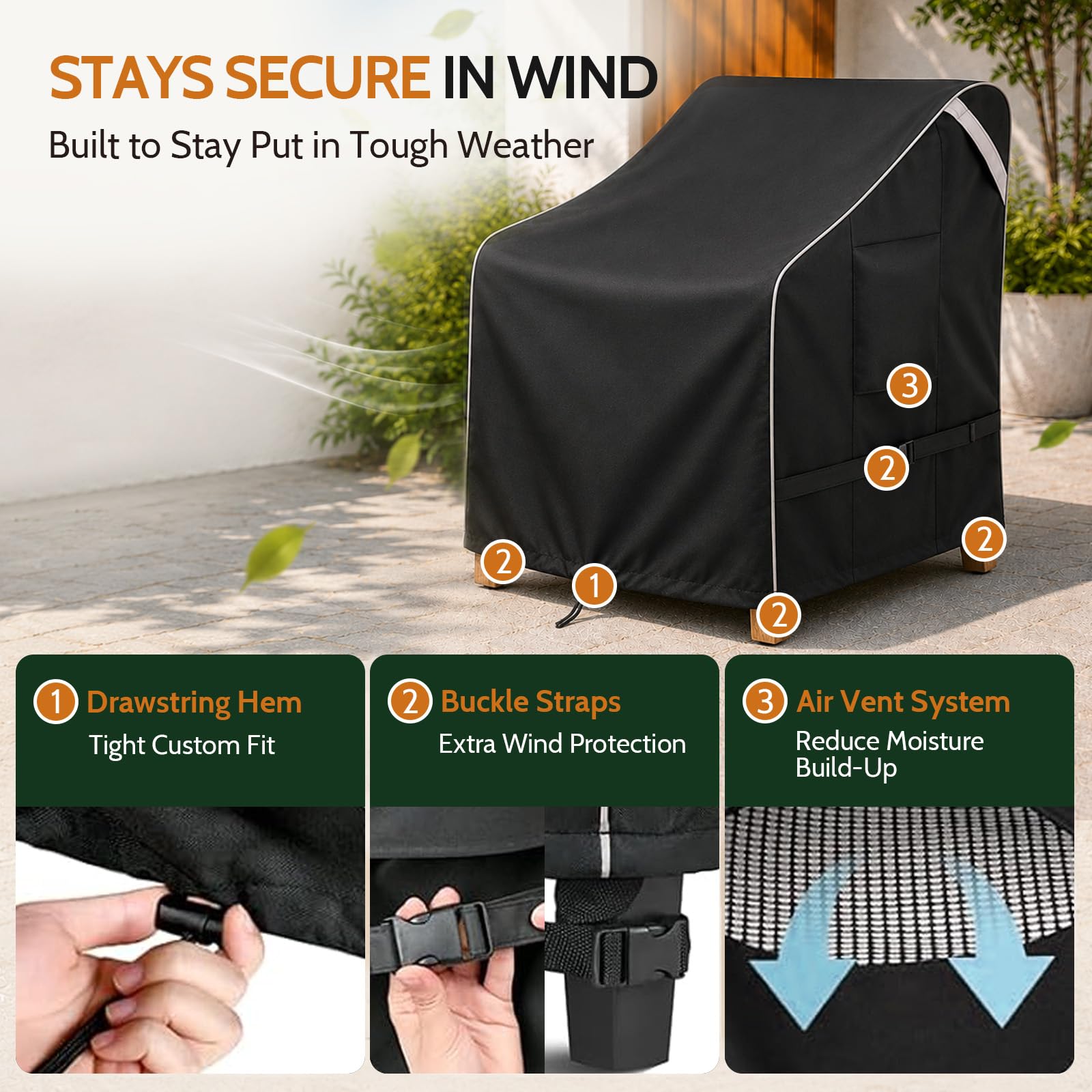 COSFLY covered chair next to ruler showing fit and scale