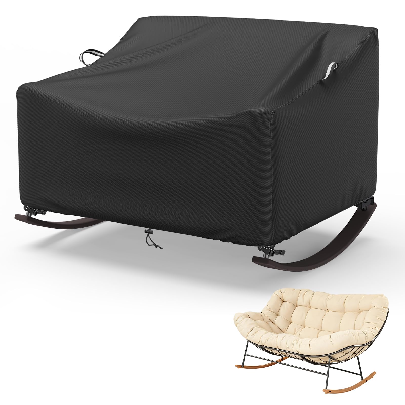 COSHNIBI front view fully covered papasan protecting from rain