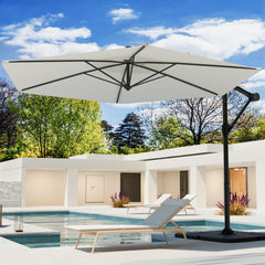 COSIEST 9ft offset umbrella front view showing full coverage benefit