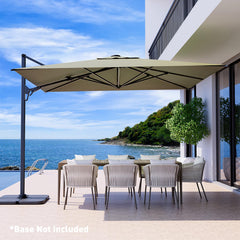 COSIEST offset pole detail highlighting sturdy aluminum frame and unobstructed seating benefit