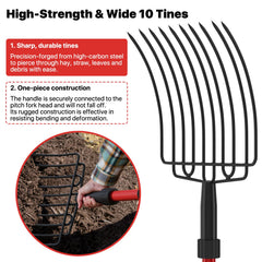 COSITA full assembled pitch fork beside door showing 44-inch length for better leverage