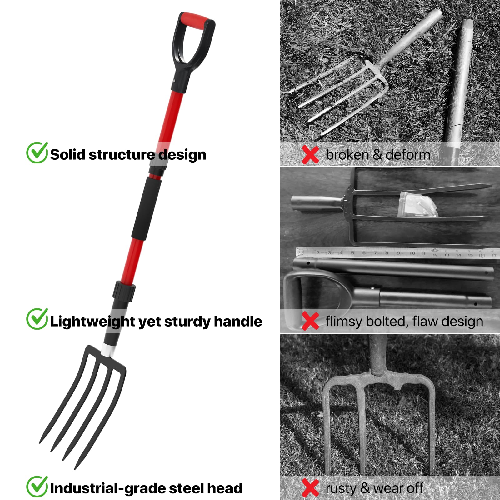 COSITA fork leaned by barn door to show 44-inch scale for storage and reach